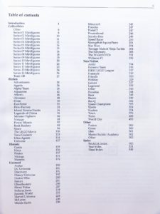table of contents from complete lego minifigure catalog